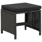 vidaXL Gartenhocker mit Kissen 2 Stk. Poly Rattan Schwarz