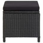 vidaXL Gartenhocker mit Kissen 2 Stk. Poly Rattan Schwarz