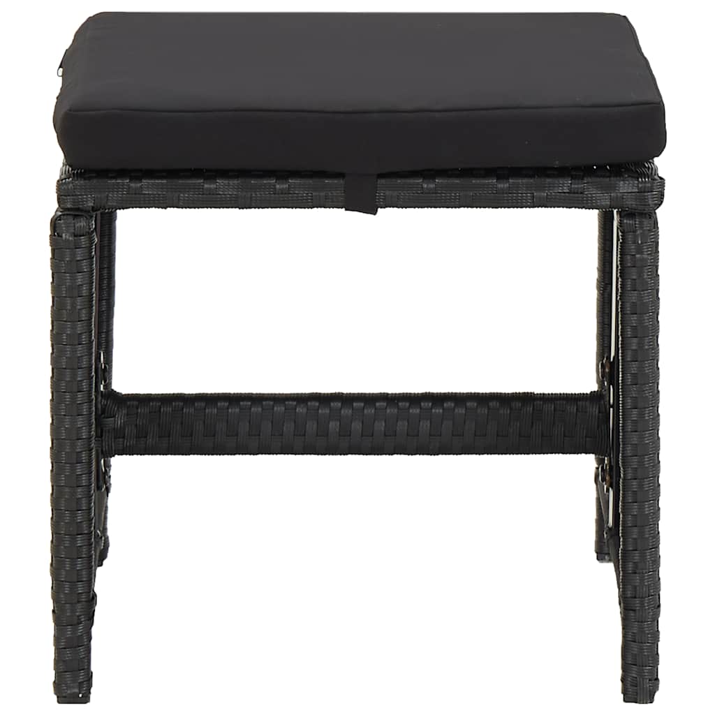 vidaXL Gartenhocker mit Kissen 2 Stk. Poly Rattan Schwarz