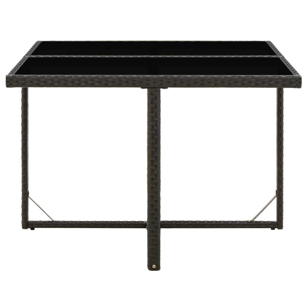 vidaXL Gartentisch Schwarz 109x107x74 cm Poly Rattan und Glas