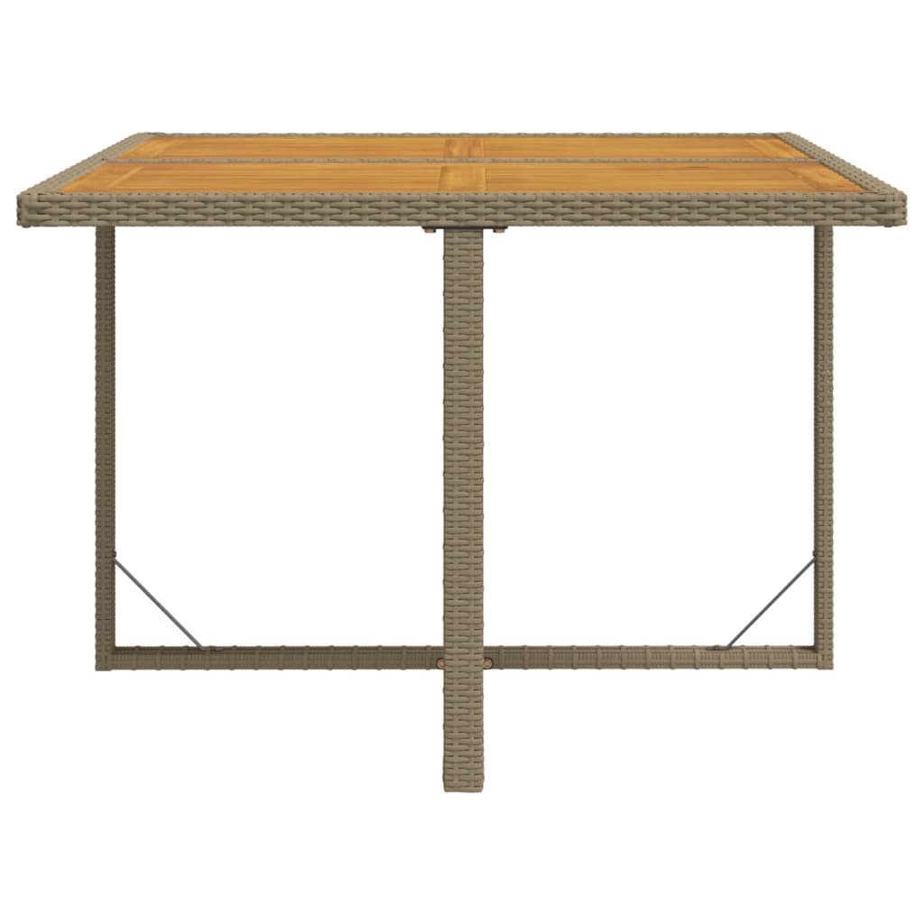 vidaXL Gartentisch Beige 109x107x74 cm Poly Rattan & Massivholz Akazie