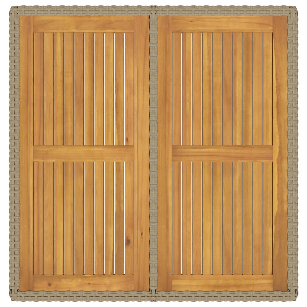 vidaXL Gartentisch Beige 109x107x74 cm Poly Rattan & Massivholz Akazie