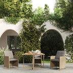 vidaXL Gartentisch Beige 109x107x74 cm Poly Rattan & Massivholz Akazie