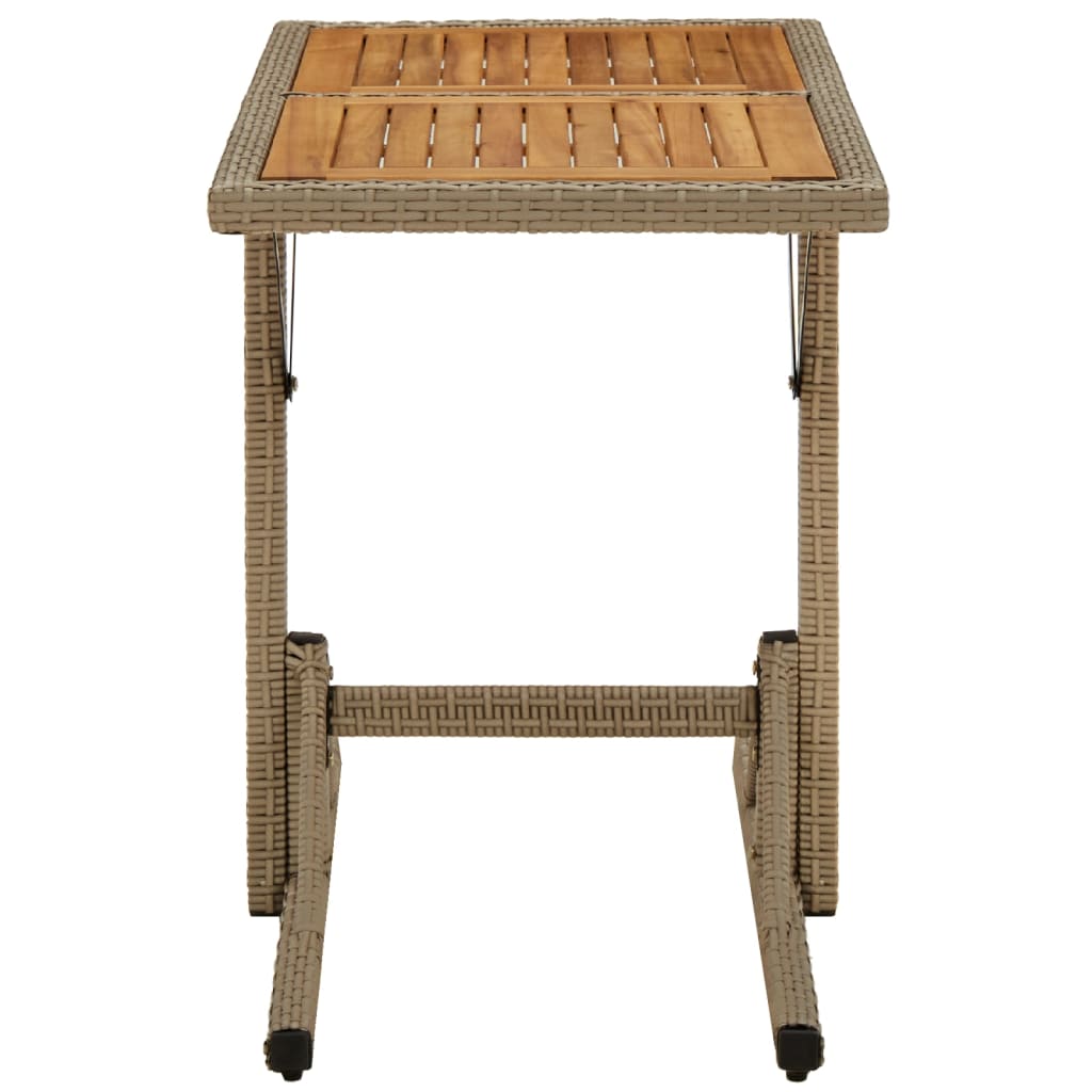 vidaXL Gartentisch Beige Massivholz Akazie und Poly Rattan