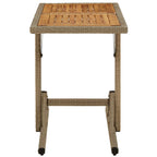 vidaXL Gartentisch Beige Massivholz Akazie und Poly Rattan