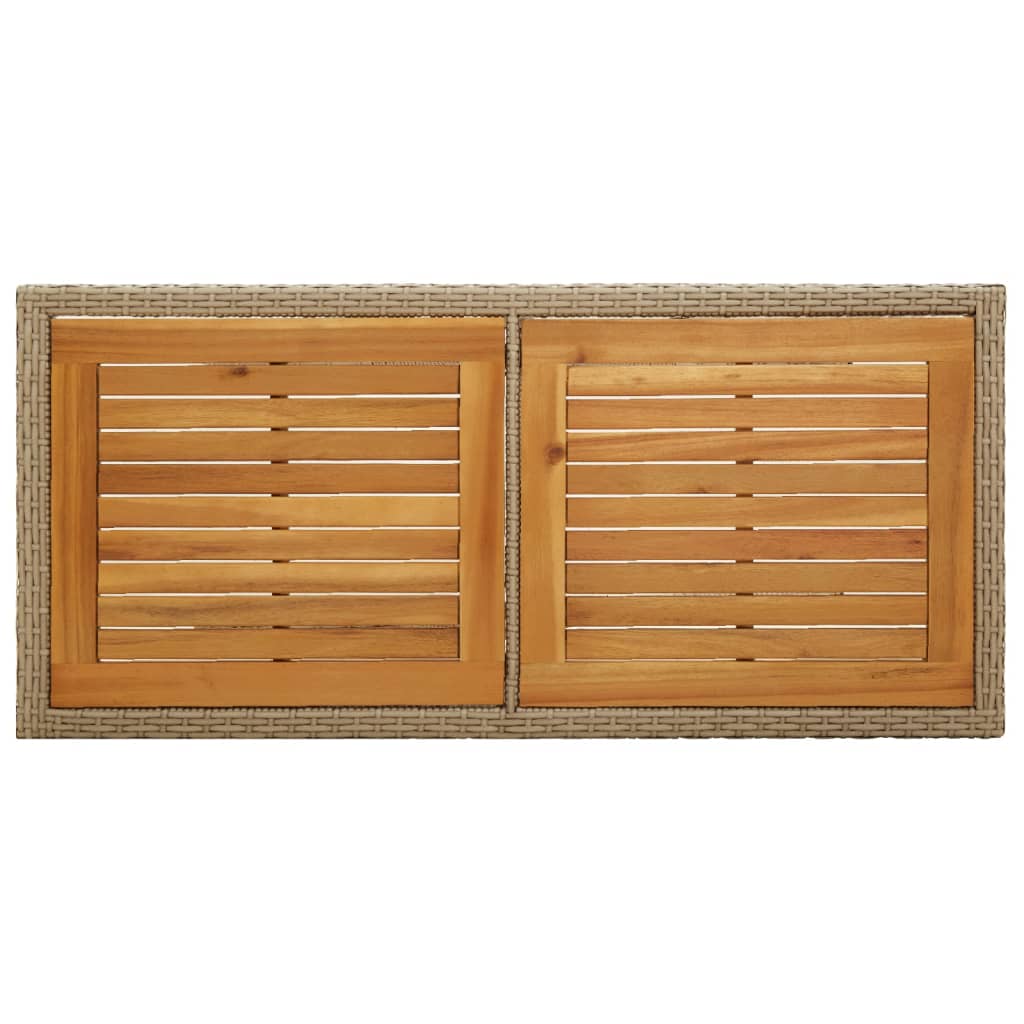 vidaXL Gartentisch Beige Massivholz Akazie und Poly Rattan