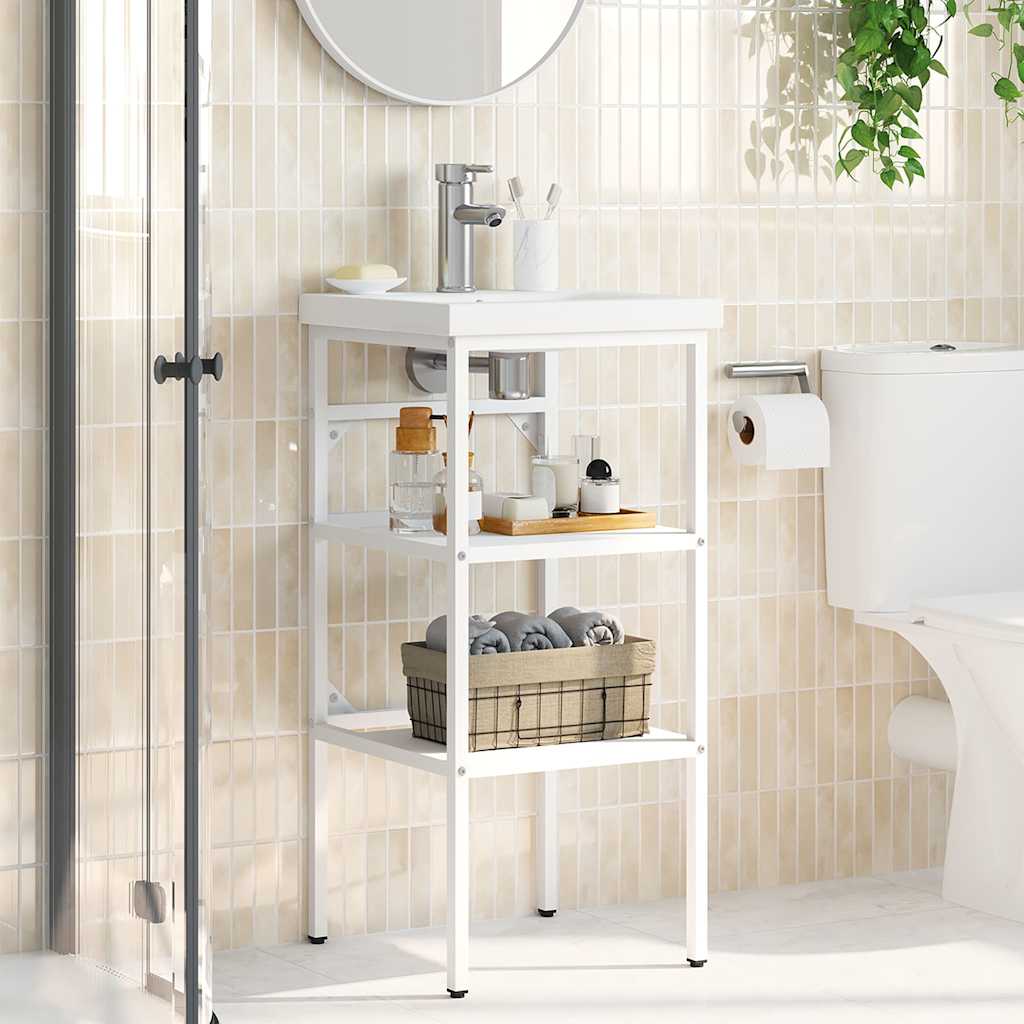 vidaXL Badezimmer Waschtischgestell Weiß 40x38x83 cm Eisen