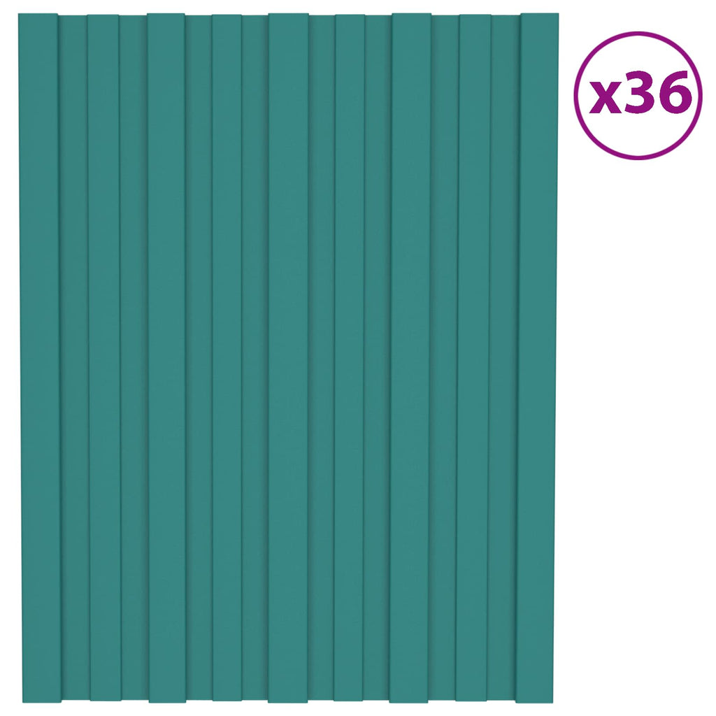 vidaXL Dachpaneel 36 pcs Grün 60 x 45 cm Verzinkter Stahl