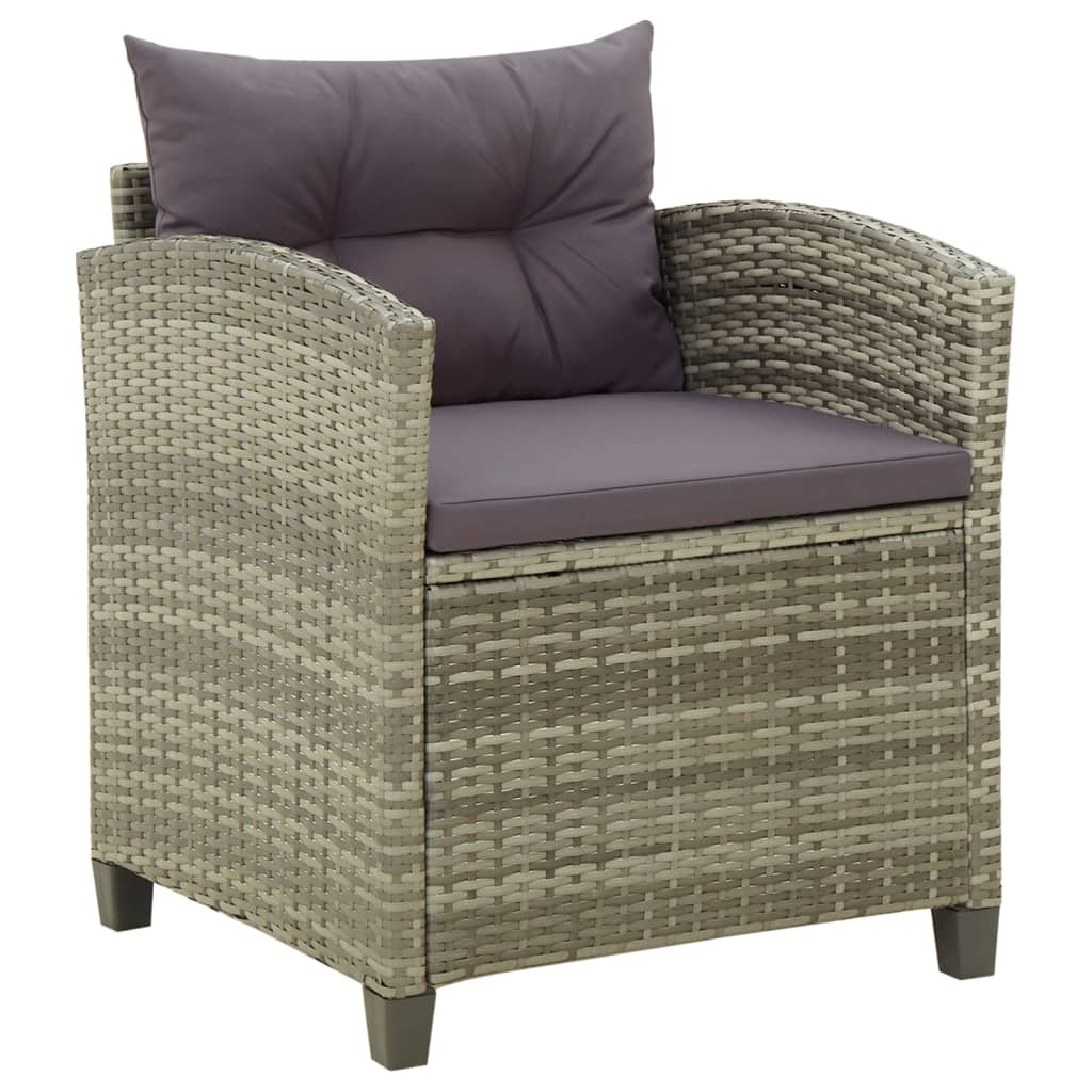 vidaXL Gartenstuhl mit Kissen Poly Rattan Grau