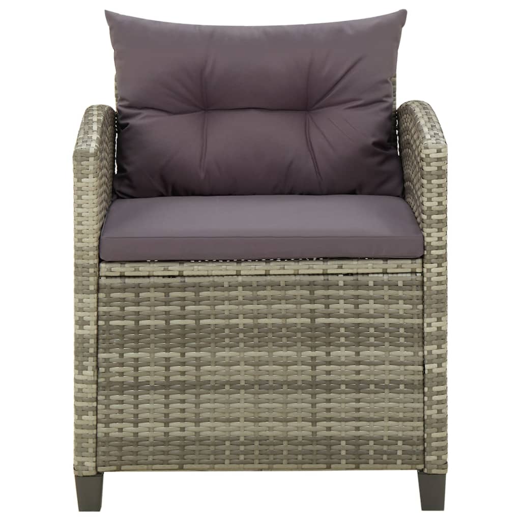 vidaXL Gartenstuhl mit Kissen Poly Rattan Grau