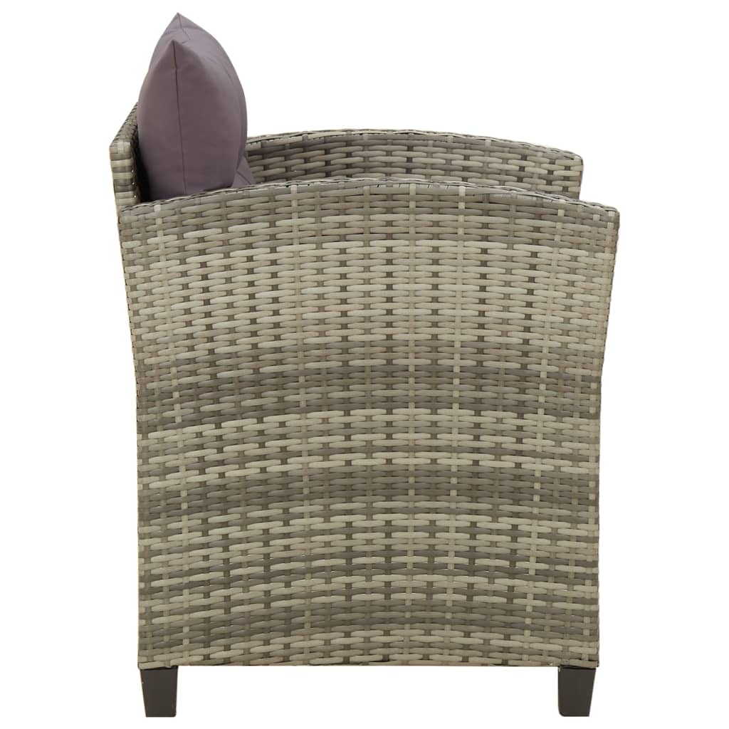 vidaXL Gartenstuhl mit Kissen Poly Rattan Grau