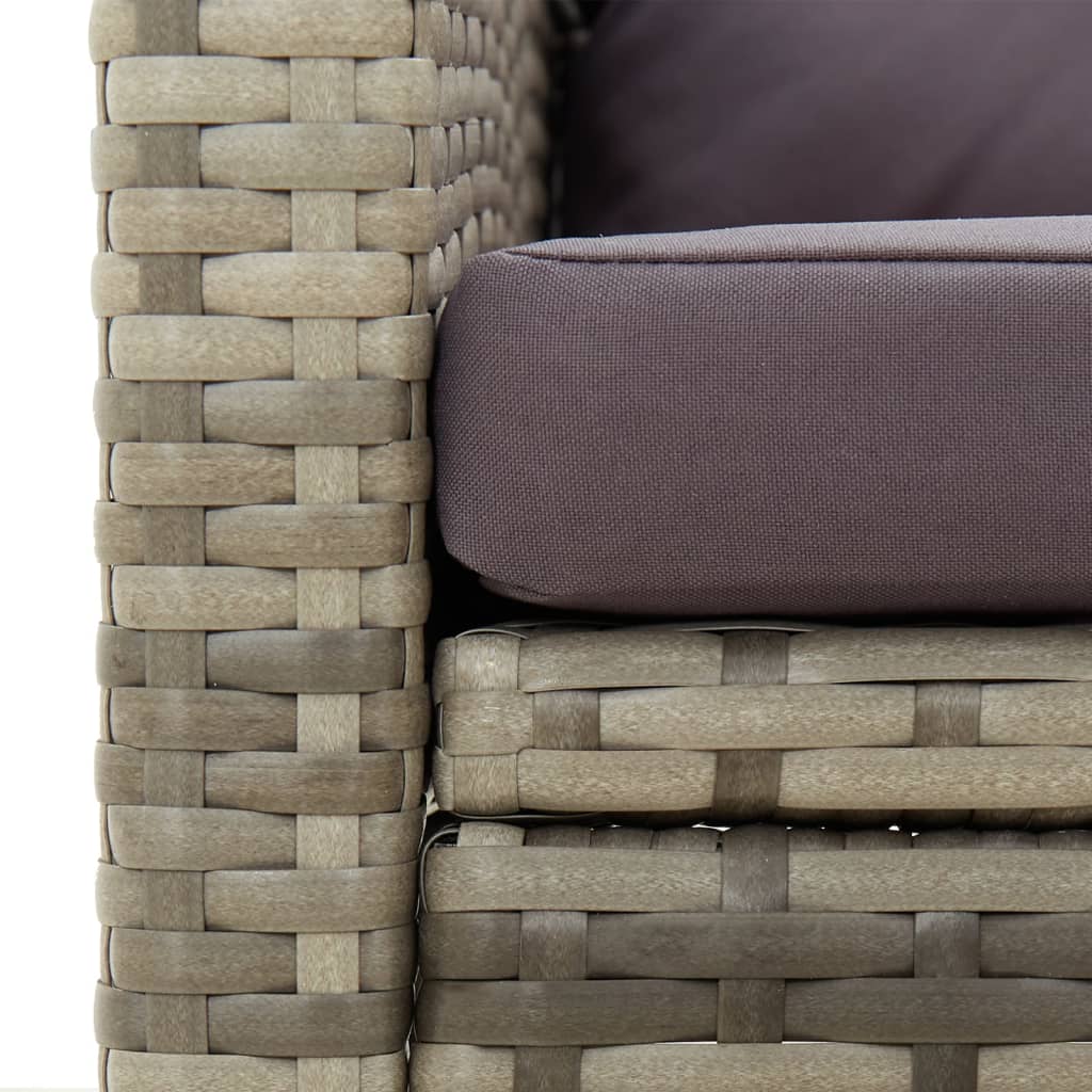 vidaXL Gartenstuhl mit Kissen Poly Rattan Grau
