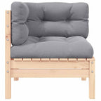 vidaXL Garten-Ecksofa mit Kissen in Grau Massivholz Kiefer