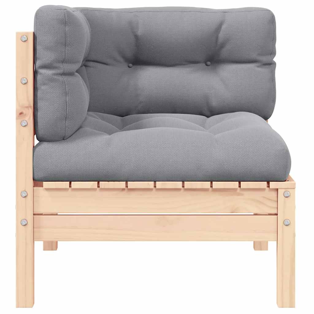 vidaXL Garten-Ecksofa mit Kissen in Grau Massivholz Kiefer