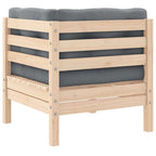 vidaXL Garten-Ecksofa mit Kissen in Grau Massivholz Kiefer