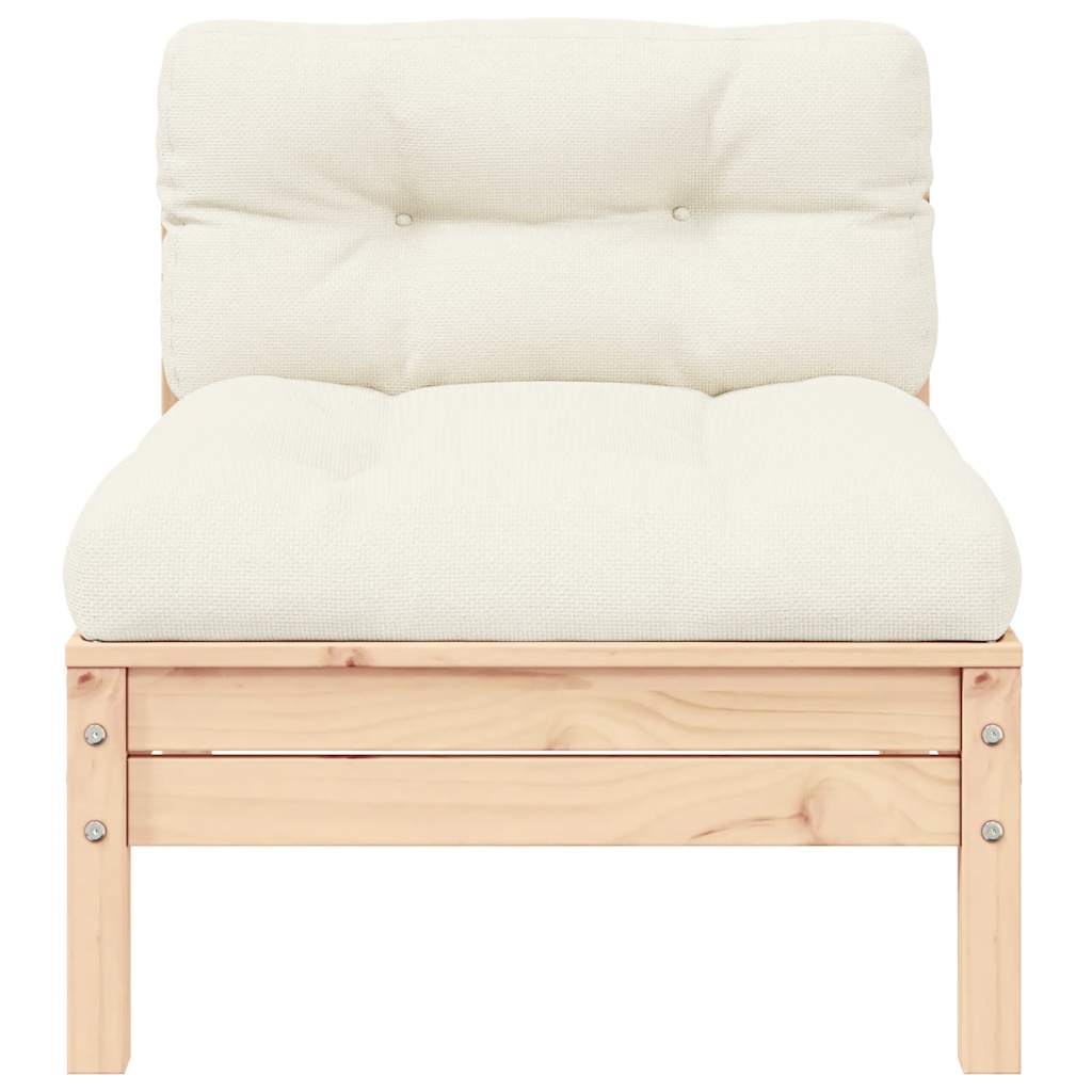 vidaXL Garten-Mittelsofa mit Kissen in Creme Massivholz Kiefer