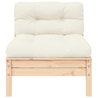 vidaXL Garten-Mittelsofa mit Kissen in Creme Massivholz Kiefer