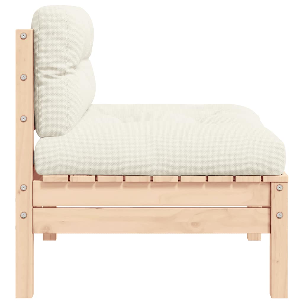 vidaXL Garten-Mittelsofa mit Kissen in Creme Massivholz Kiefer