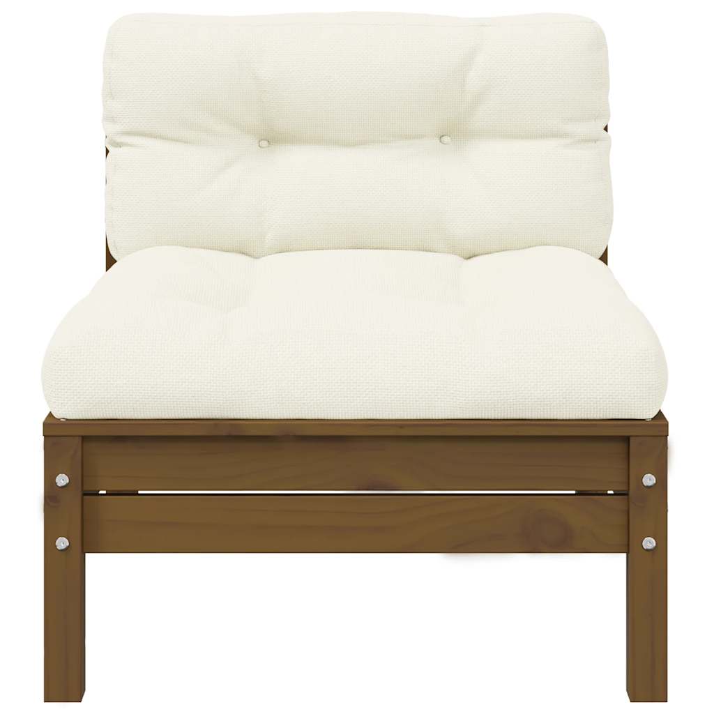 vidaXL Garten-Mittelsofa mit Kissen in Honigbraun Massivholz Kiefer