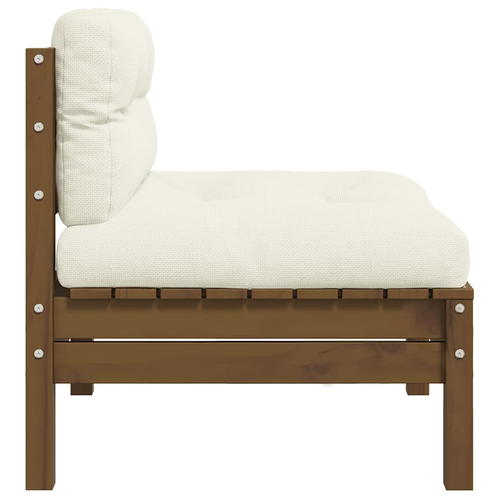 vidaXL Garten-Mittelsofa mit Kissen in Honigbraun Massivholz Kiefer