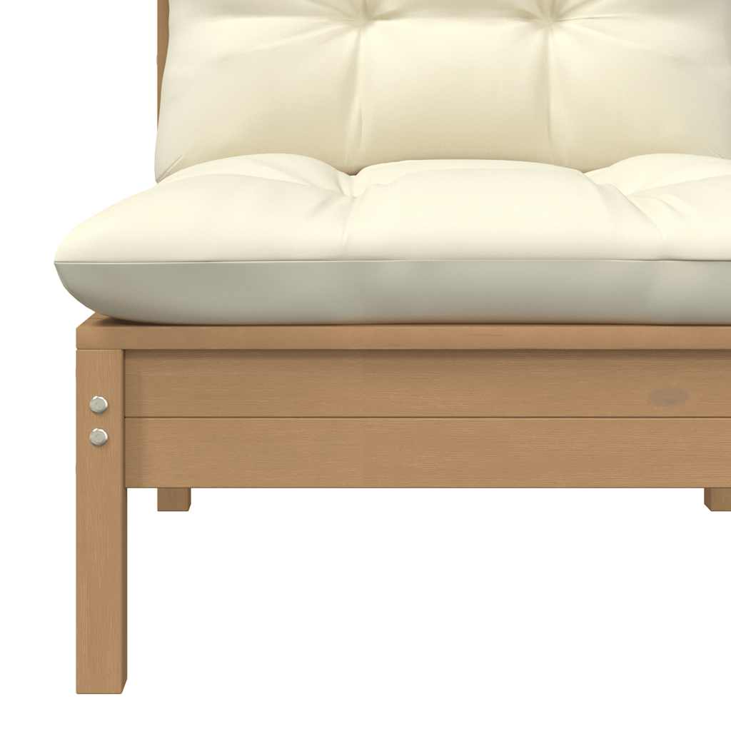 vidaXL Garten-Mittelsofa mit Kissen in Honigbraun Massivholz Kiefer