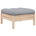 vidaXL Gartenhocker mit Grauem Kissen Massivholz Kiefer