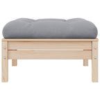 vidaXL Gartenhocker mit Grauem Kissen Massivholz Kiefer