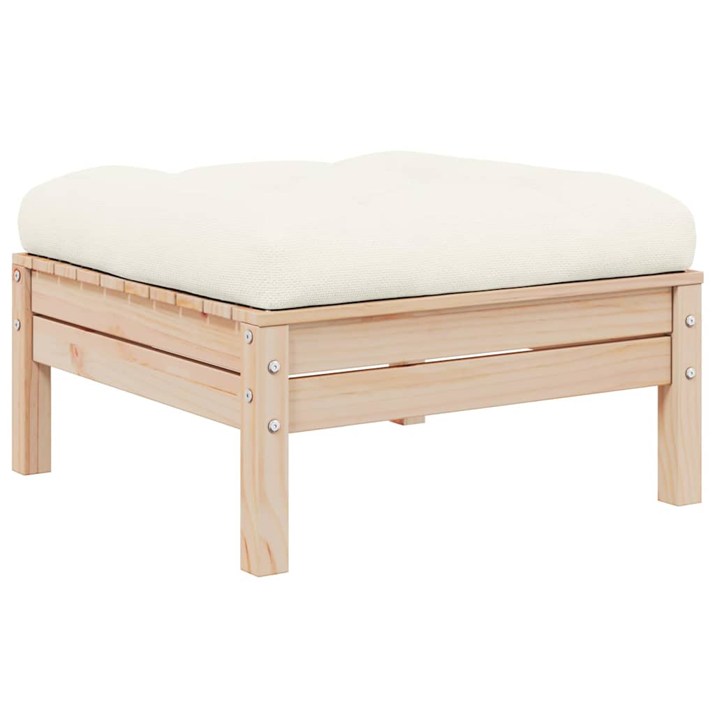 vidaXL Outdoor-Fußhocker mit Kissen Massivholz Kiefer