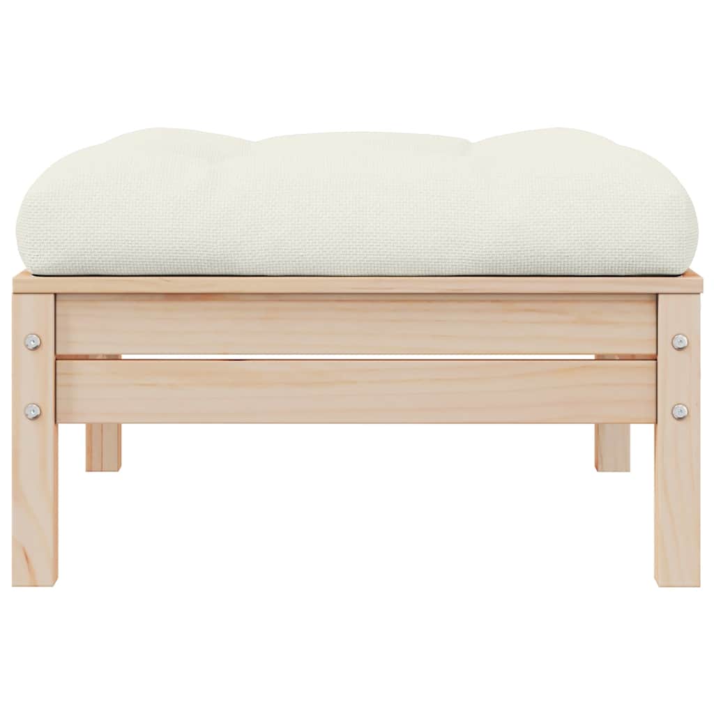 vidaXL Outdoor-Fußhocker mit Kissen Massivholz Kiefer