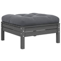 vidaXL Gartenhocker mit Kissen in Grau Massivholz Kiefer