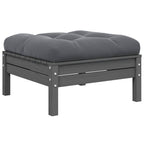 vidaXL Gartenhocker mit Kissen in Grau Massivholz Kiefer