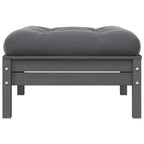 vidaXL Gartenhocker mit Kissen in Grau Massivholz Kiefer