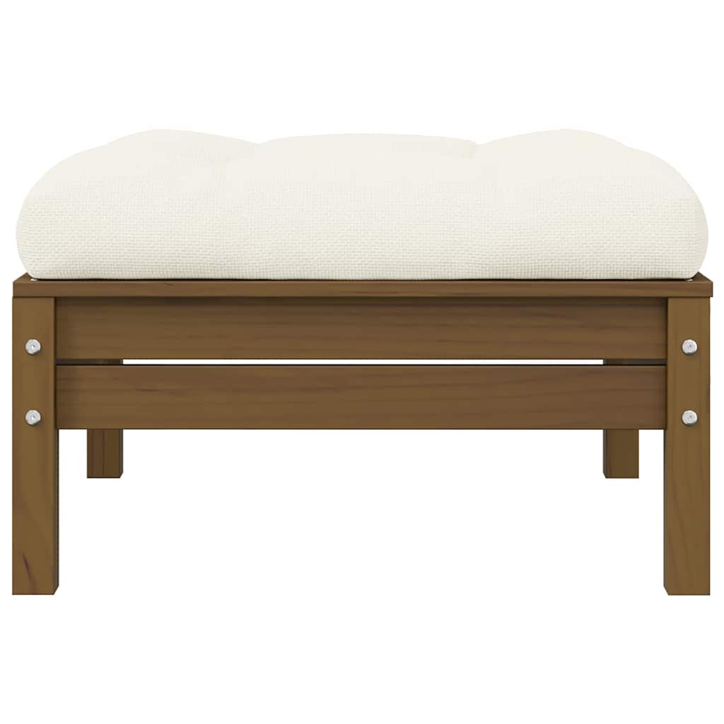 vidaXL Gartenhocker mit Creme Kissen Honigbraun Massivholz Kiefer