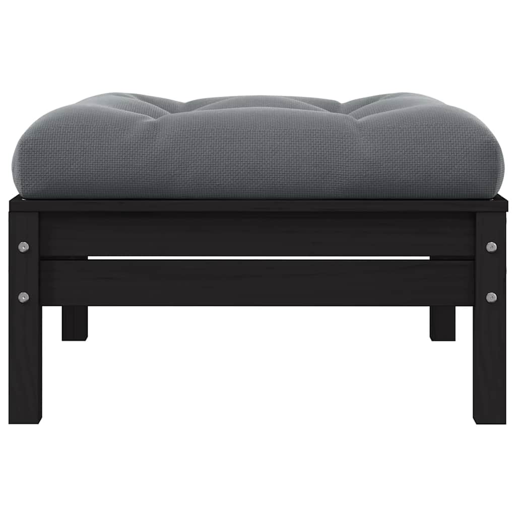 vidaXL Gartenhocker mit Anthrazit Kissen Schwarz Massivholz Kiefer