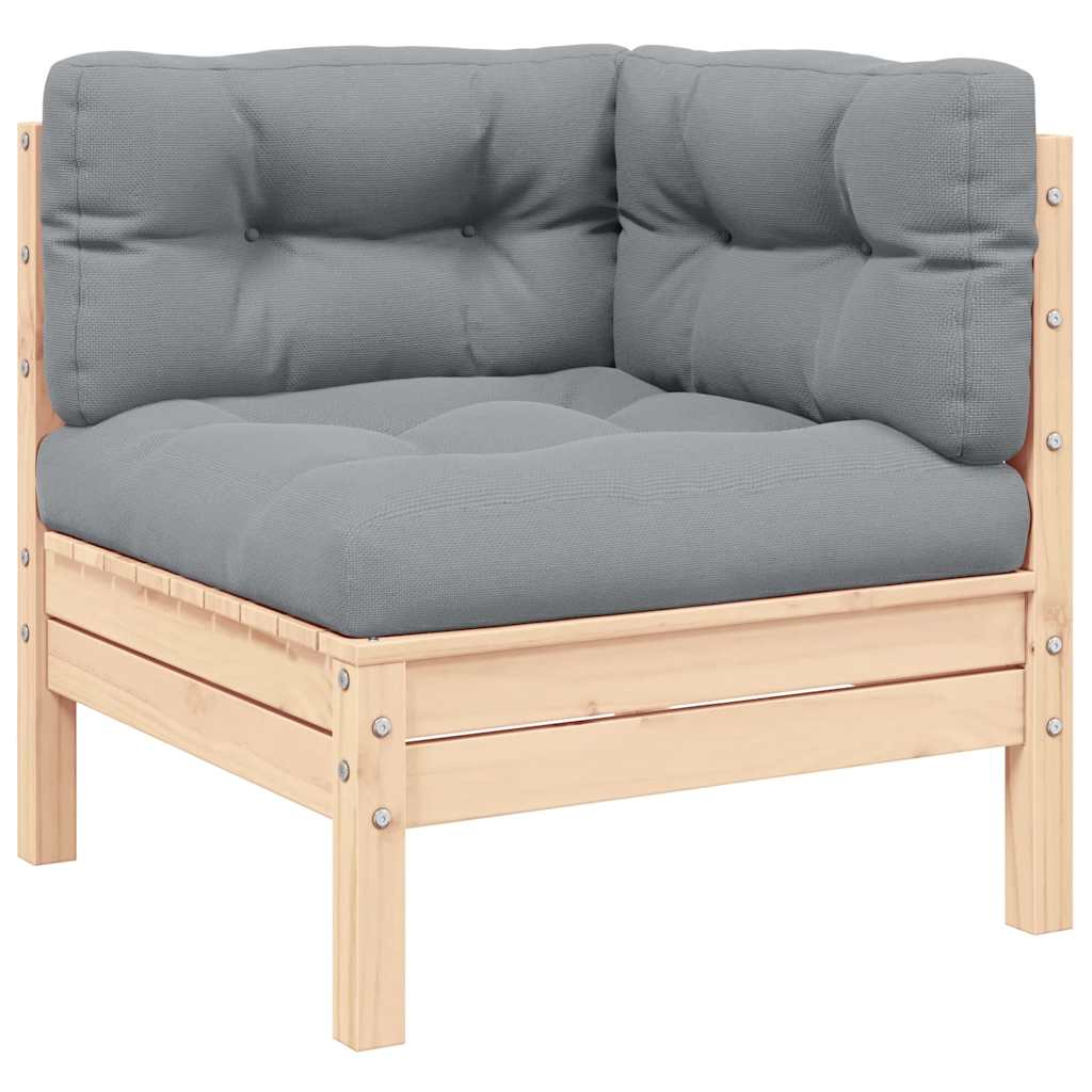 vidaXL 2-Sitzer-Gartensofa mit Grauen Kissen Massivholz Kiefer