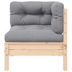 vidaXL 2-Sitzer-Gartensofa mit Grauen Kissen Massivholz Kiefer