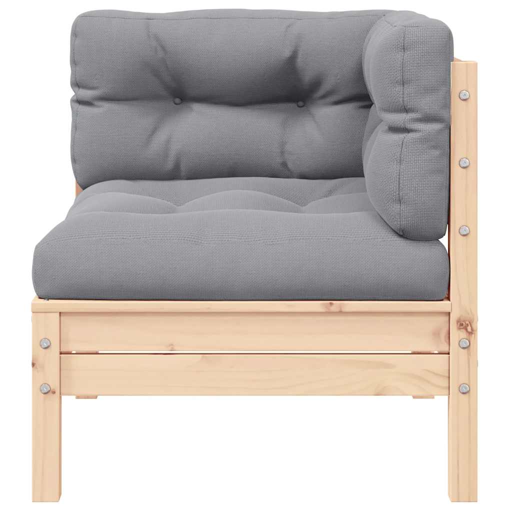 vidaXL 2-Sitzer-Gartensofa mit Grauen Kissen Massivholz Kiefer