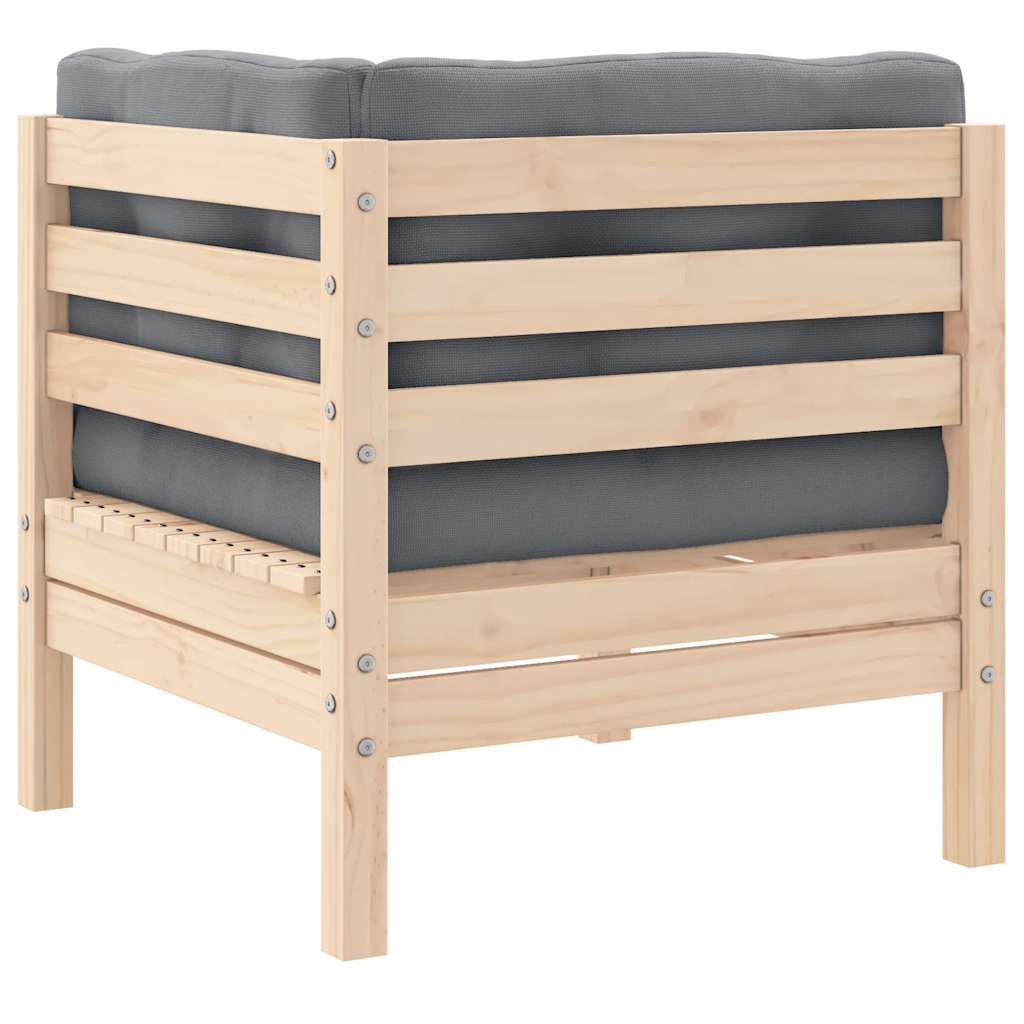 vidaXL 2-Sitzer-Gartensofa mit Grauen Kissen Massivholz Kiefer