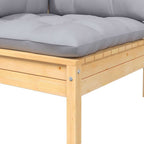 vidaXL 2-Sitzer-Gartensofa mit Grauen Kissen Massivholz Kiefer