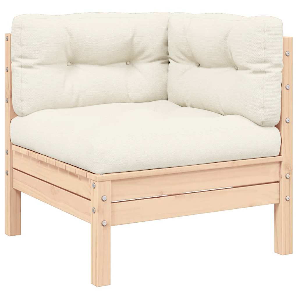 vidaXL Gartensofa 2-Sitzer mit Kissen in Creme Massivholz Kiefer