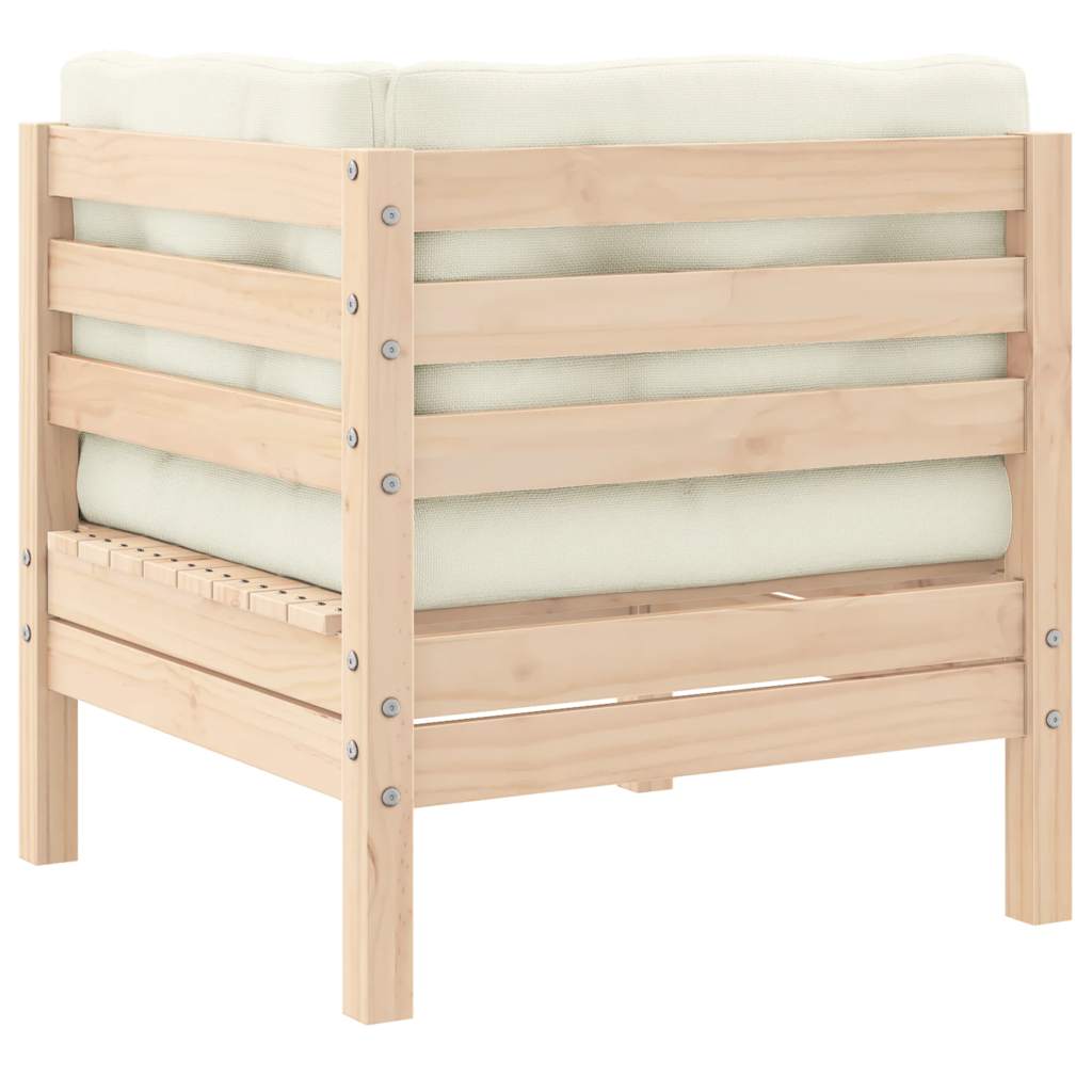 vidaXL Gartensofa 2-Sitzer mit Kissen in Creme Massivholz Kiefer