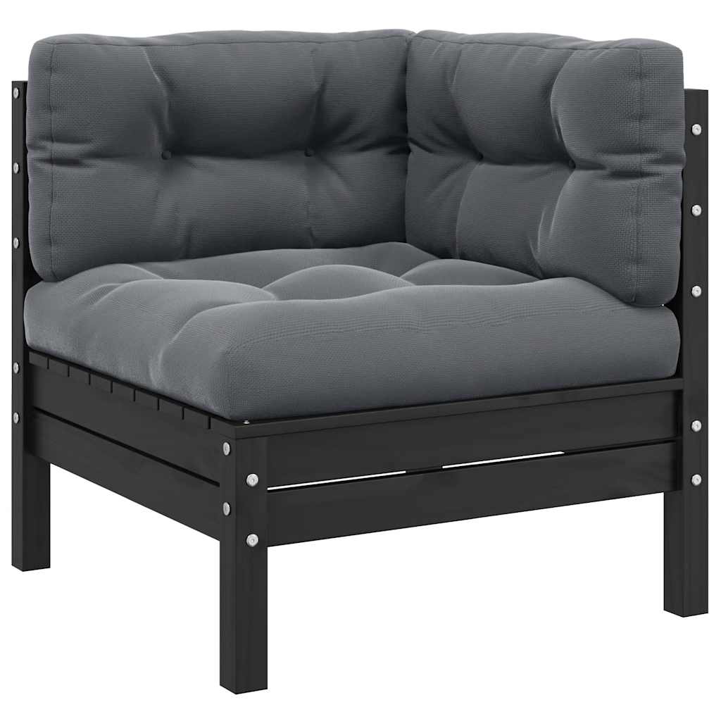 vidaXL 2-Sitzer-Gartensofa mit Kissen Grau Massivholz Kiefer
