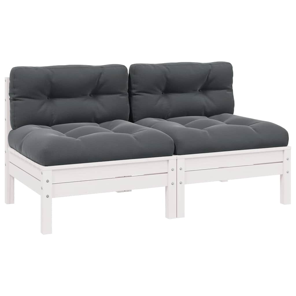 vidaXL 2-Sitzer-Gartensofa mit Kissen Grau Massivholz Kiefer