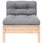 vidaXL 3-tlg. Garten-Lounge-Set mit Grauen Kissen Kiefer Massivholz