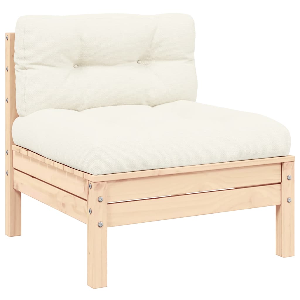 vidaXL 3-tlg. Garten-Lounge-Set mit Kissen in Creme Massivholz Kiefer
