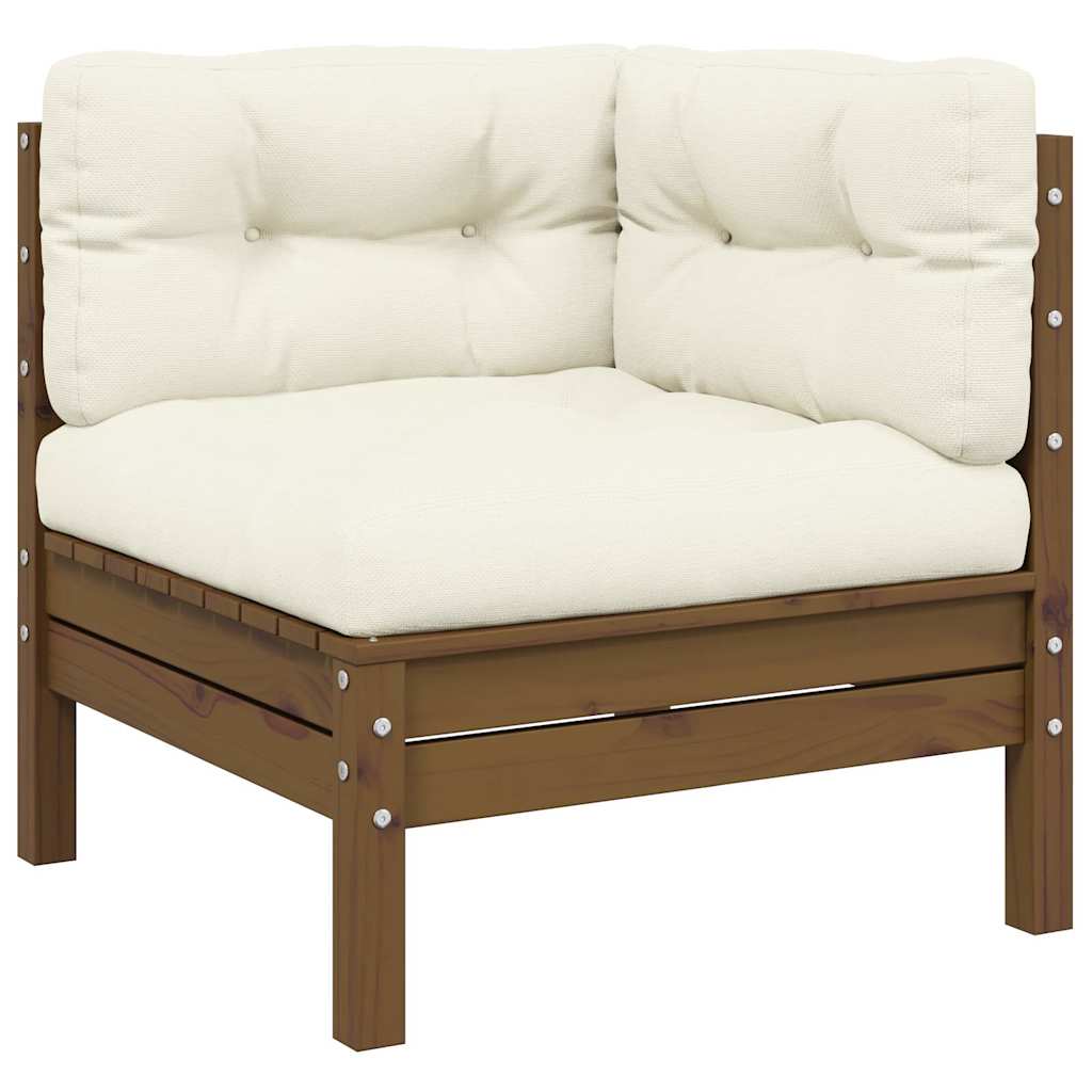 vidaXL 3-tlg. Garten-Lounge-Set mit Creme Kissen Massivholz Kiefer