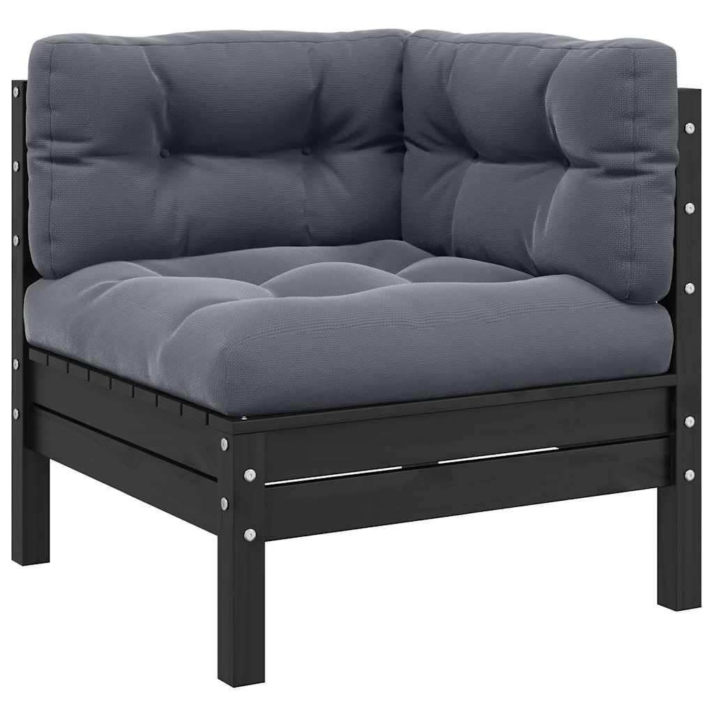 vidaXL 3-tlg. Garten-Lounge-Set mit Kissen in Grau Kiefer Massivholz