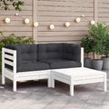 vidaXL 3-tlg. Garten-Lounge-Set mit Kissen in Grau Kiefer Massivholz