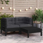 vidaXL 3-tlg. Garten-Lounge-Set mit Creme Kissen Massivholz Kiefer