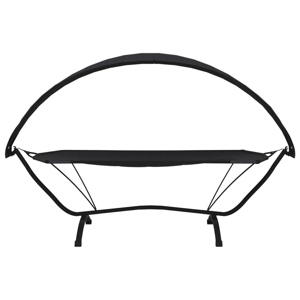 vidaXL Outdoor-Loungebett mit Dach Schwarz Stahl und Oxford-Stoff